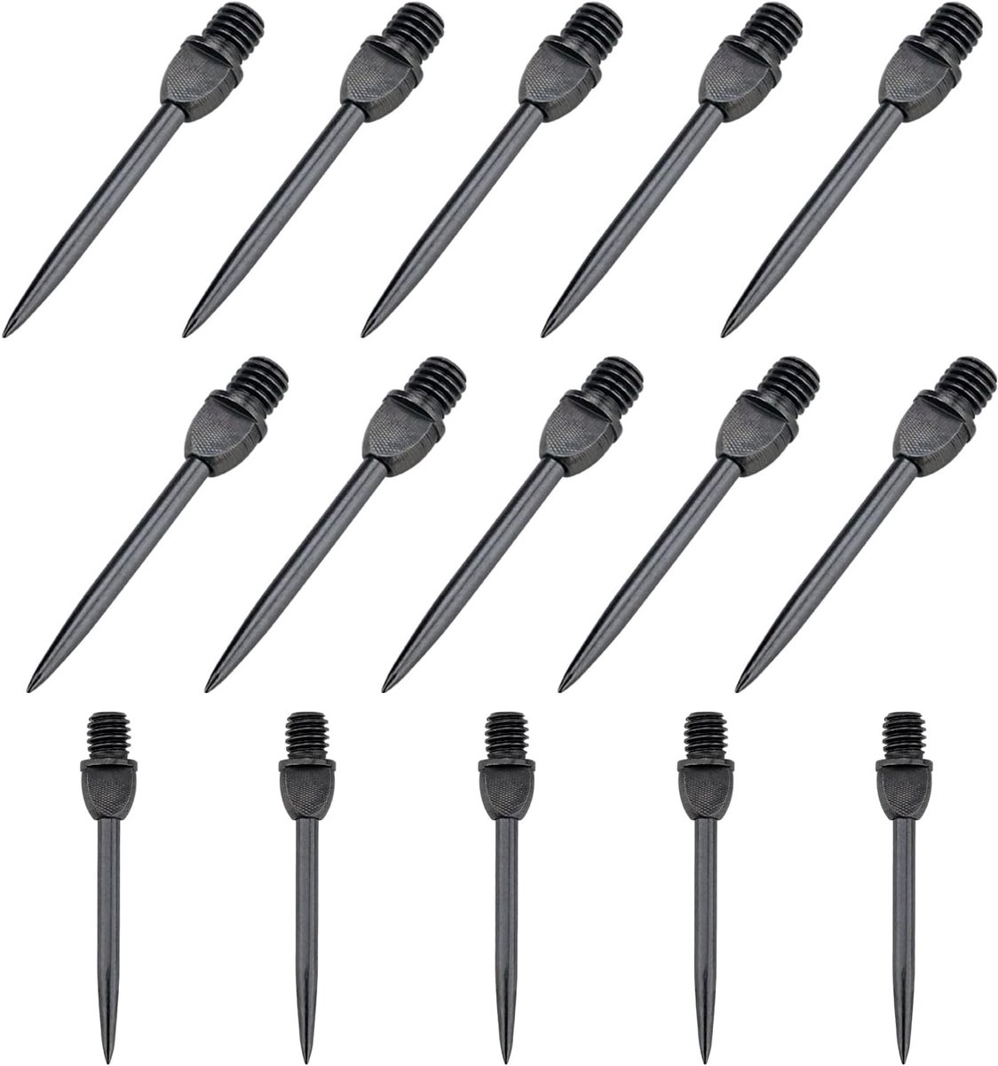 SnelShoppen - Set van 15 Dart Flights met Metalen Punt, 37 mm Stalen Dart Flights, Stevige Dartpijlen met 2BA Draad, Zwart, Ideaal voor Feestjes en Da