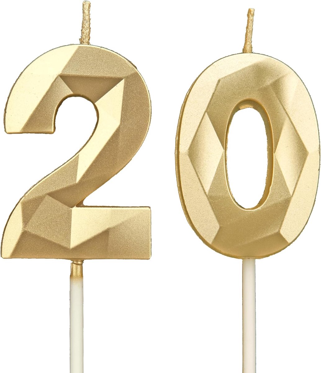 20th birthday candles birthday candles for cakes, birthday decoration, birthday, candles numbers, birthday, happy - ShopVlot