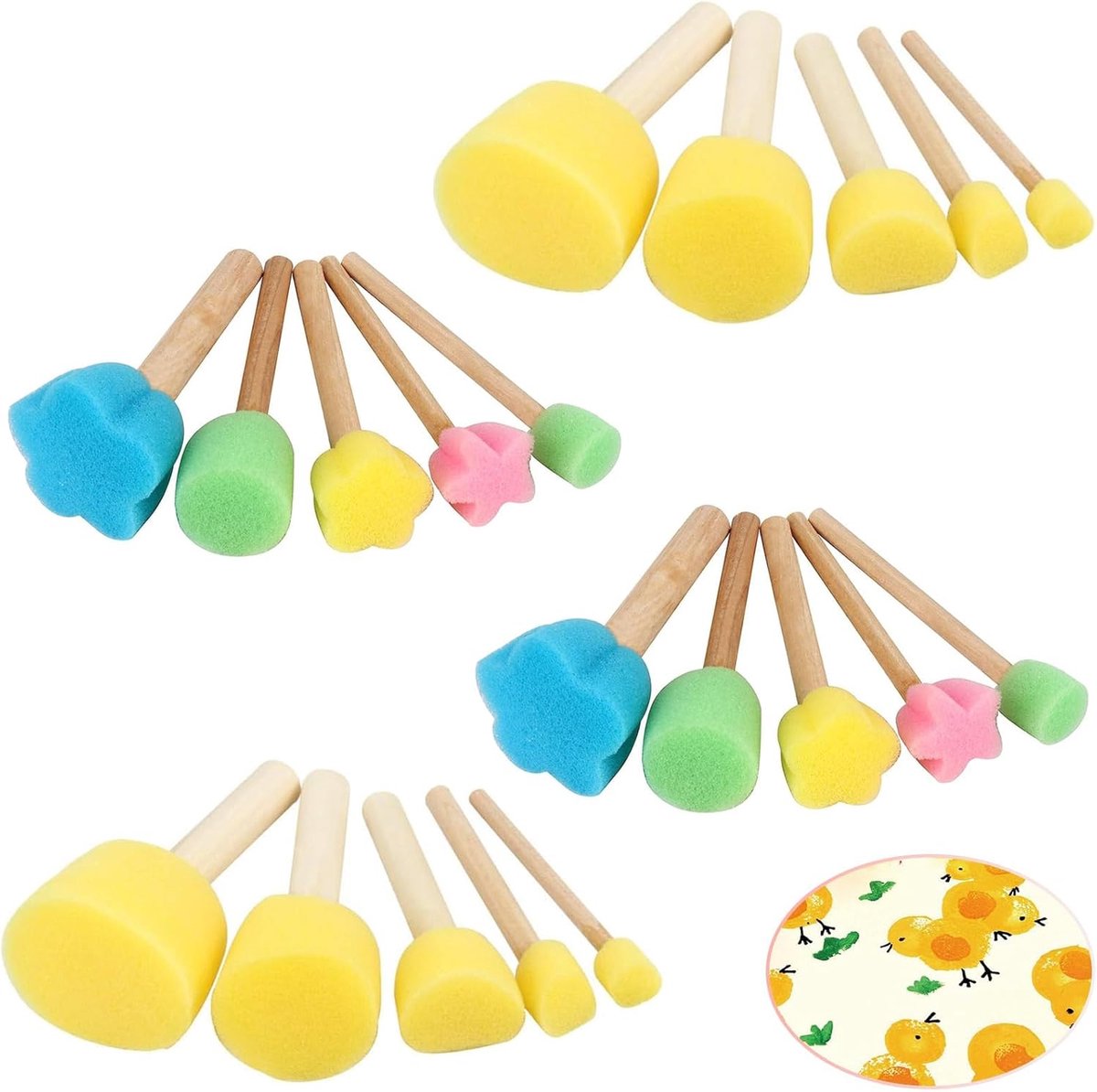 SnelShoppen - 18 Delige Sponskwasten Set - Schilderen, Keramiek, DIY - Foam Spons Borstel Set - 9 Verschillende Maten voor Beginners en Gevorderden