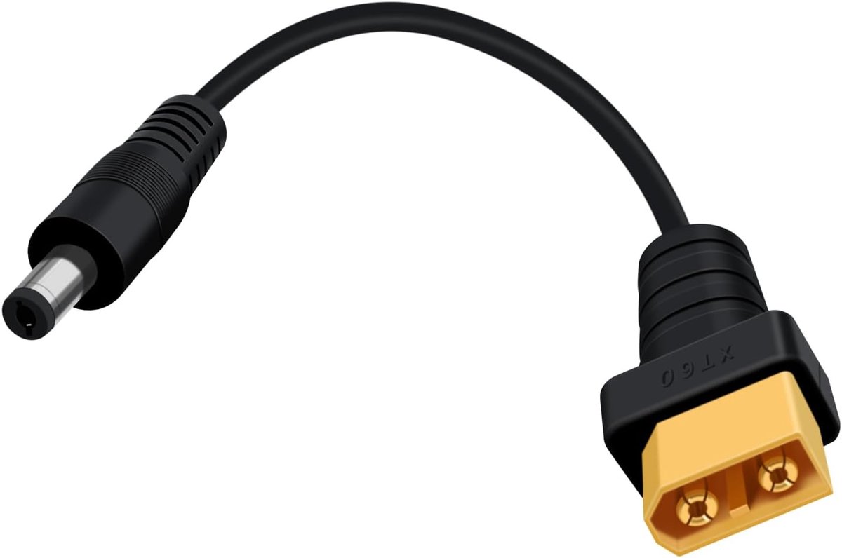 XT60 naar DC 5.5x25mm connector - 30cm adapterkabel - 14AWG koper - ideaal voor TS100 solderen op batterij - ShopVlot
