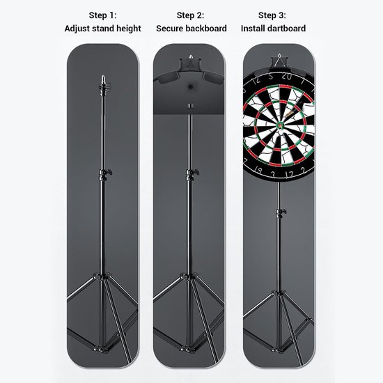 Dartstandaard - Dartbord Statief - Sport Spelen - In Hoogte Verstelbaar - 84-194 cm - Metaal — afbeelding 3