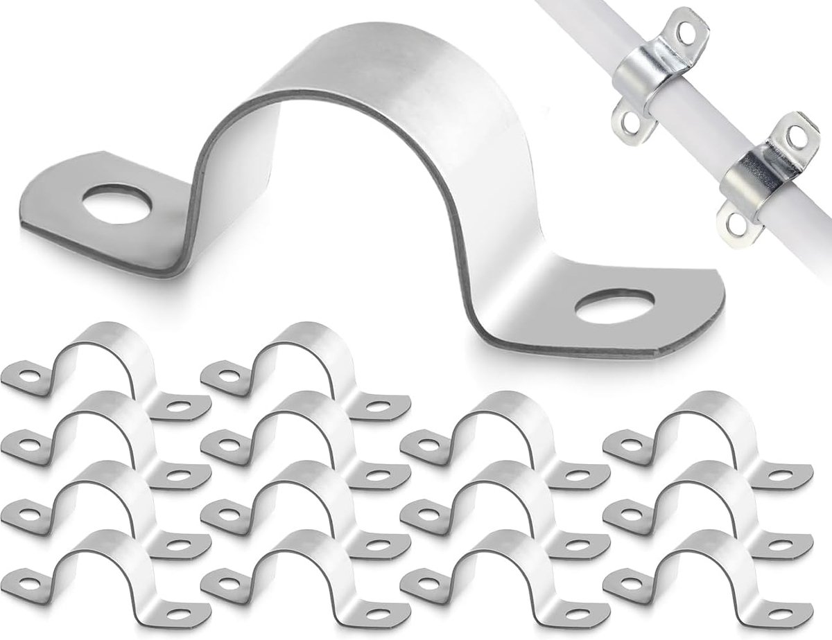 SnelShoppen - 14 Pcs U Tube Klemmen RVS Slangklemmen Tube Bevestigingsclips U-Vormige Metalen Klemmen voor Pijpen Elektrische Lijnen Waterleidingen