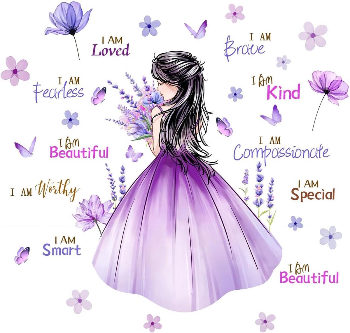 1 Set Girls Butterfly English Wall Stickers, Kids Room Decoration, Creative Decorative Wall Stickers And Home - ShopVlot
