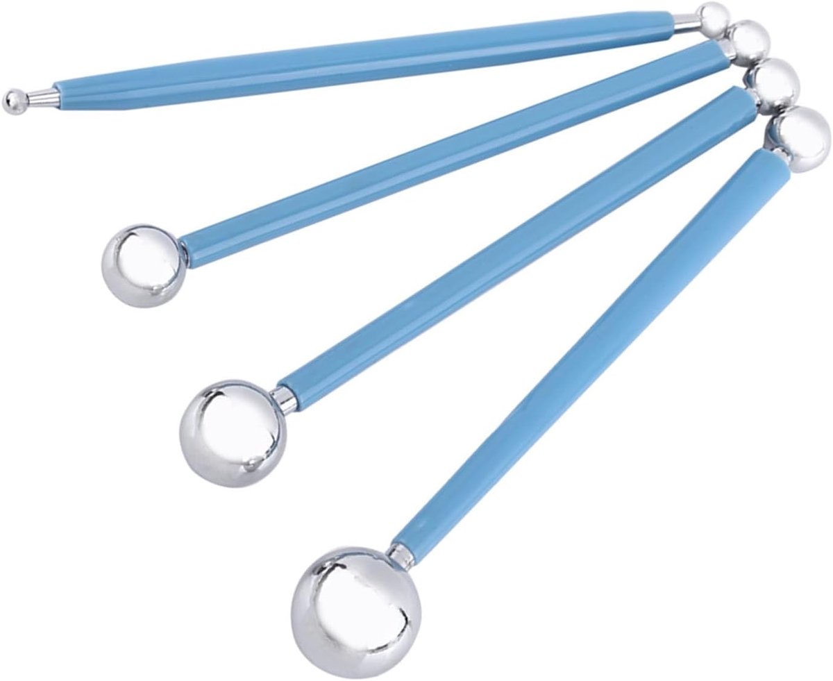 SnelShoppen - Modelleringsballen 4-delige Fondant Gereedschap Set, Metalen Ballen voor Taartdecoratie, 8 Maten, Voedselveilig, Perfect voor Feesten en