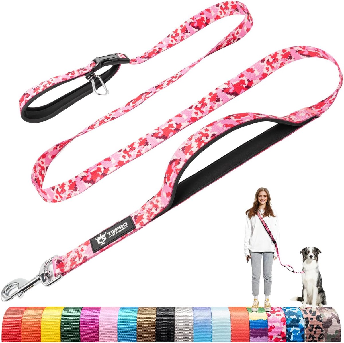 Hondenriem handsfree - verstelbaar - rozen camo - ideaal voor wandelen en rennen - ShopVlot