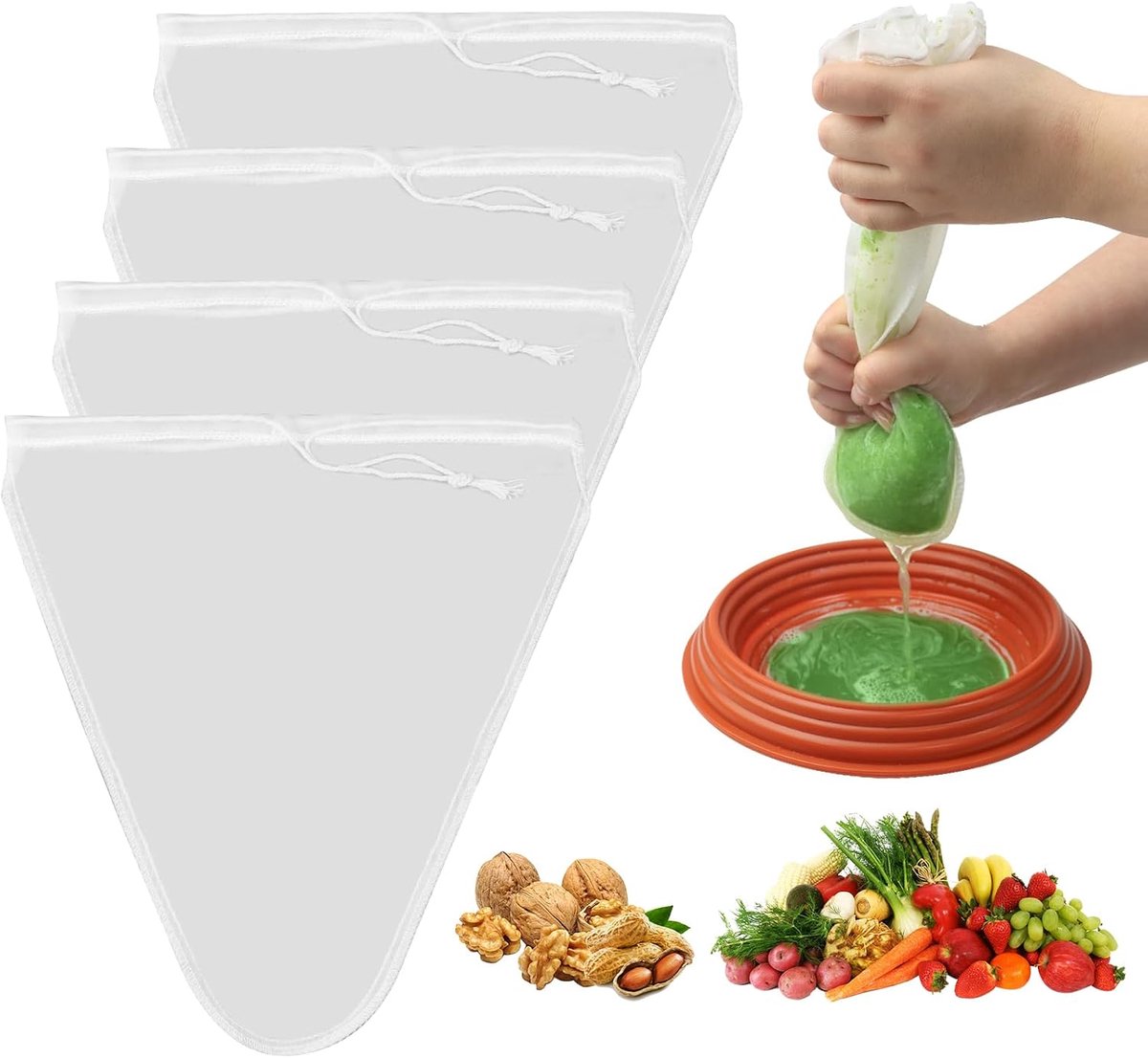 4Pcs Nut Milk Bag Strainer for Almond Milk (Triangle) - ShopVlot