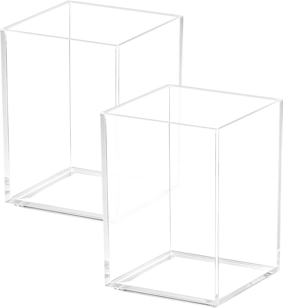 SnelShoppen - 2 Stuks Acryl Pennenhouder, Borstel Organizer, Transparante Bureau Organizer voor Kantoor, Klaslokaal en Thuis, Duurzaam en Makkelijk Sc
