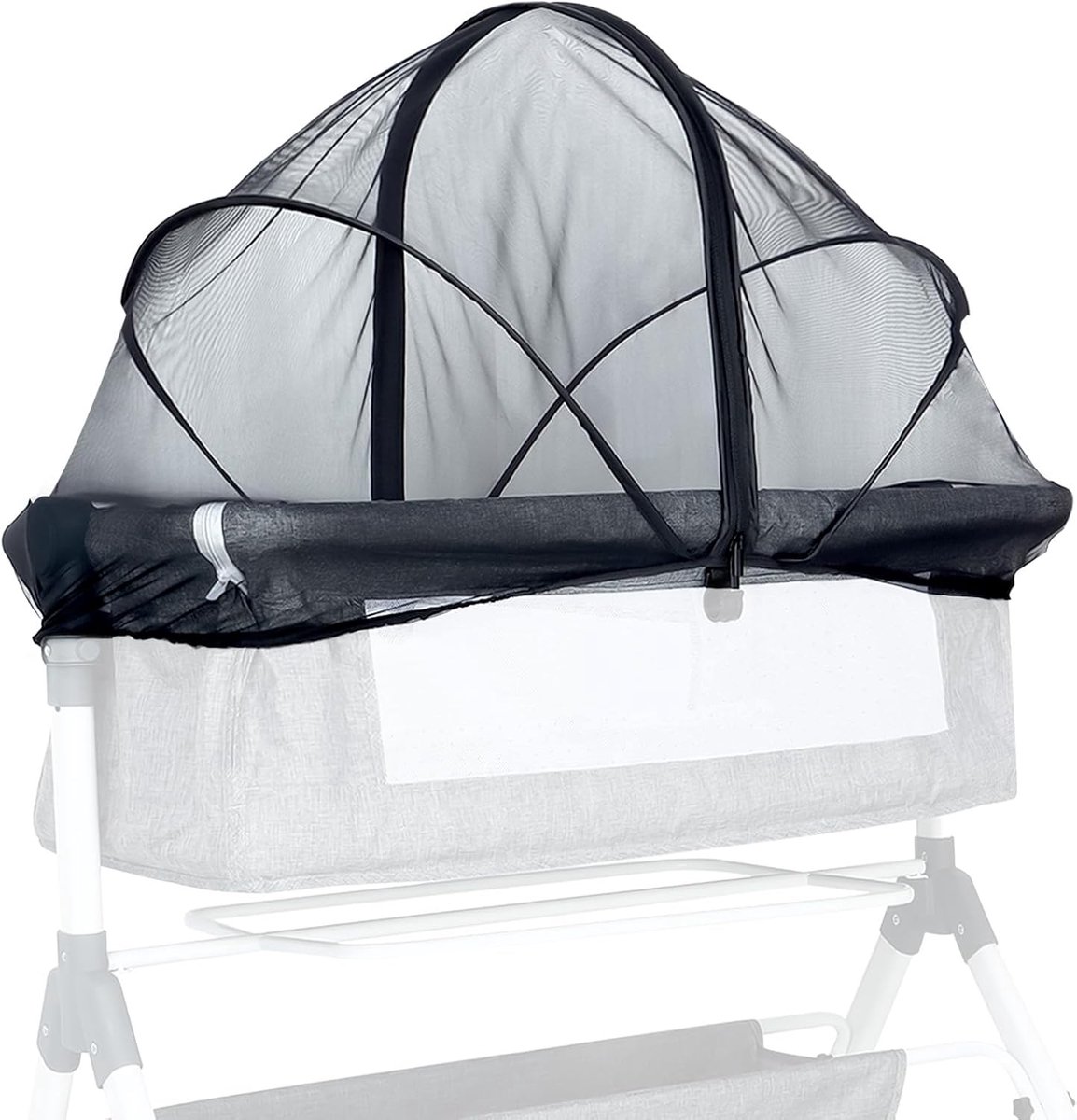 SnelShoppen - Baby Muggennet Bed - Vouwbaar Universeel Reisbed Muggenscherm - Insecten- en Huisdierafscherming - 2-Wege Rits - Zwart 60 x 105 cm