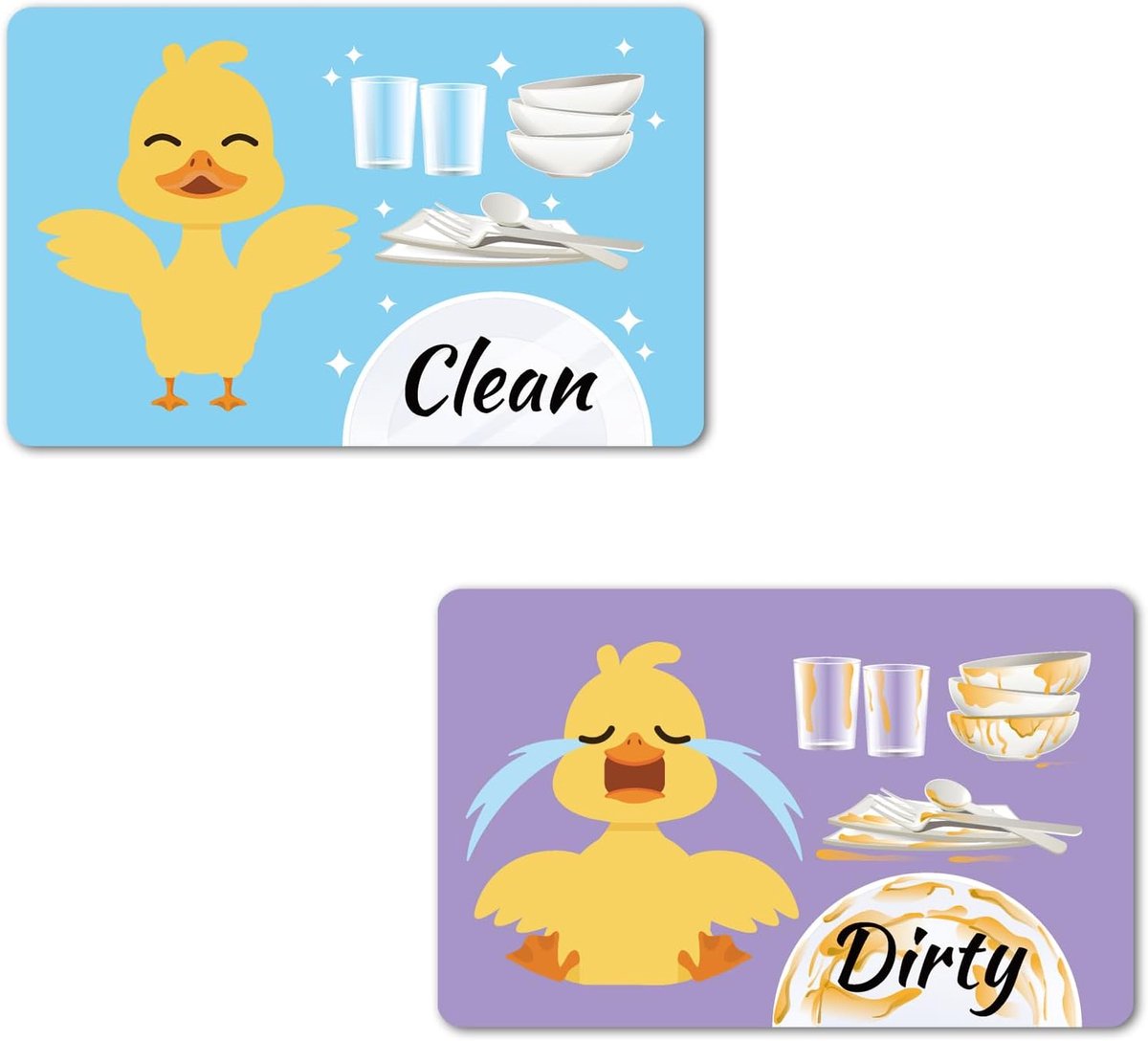 SnelShoppen - Magnetische Clean Dirty Bord voor Vaatwasser - Dubbelzijdige Eend Magnet voor Keuken, Decoratie, 9x5.5cm - Praktisch en Leuk