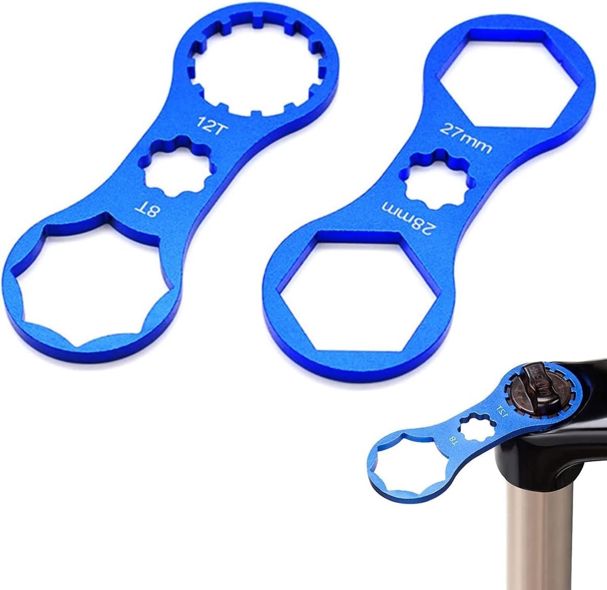 SnelShoppen - Set van 2 Professionele Voorvork Demontage Gereedschappen met Dubbelzijdige Sleutels - Lichtgewicht Aluminium Legering, Perfect voor XCM