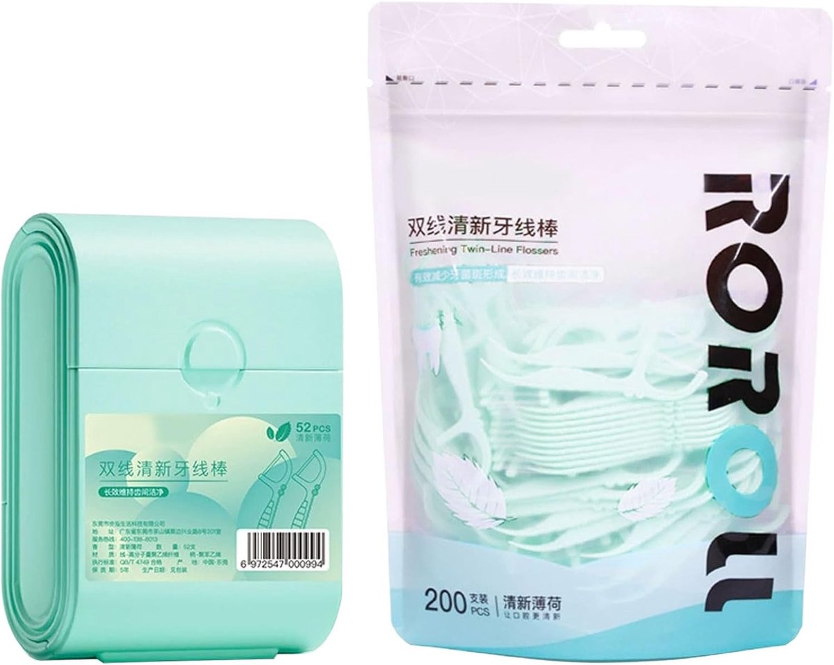 SnelShoppen - Tandzijde voor op reis - 252 Dubbele Munt Flosdraadstokjes - Draagbare Mondreinigende Tandzijde - Wegwerp Gecompartimenteerde Flosdraad