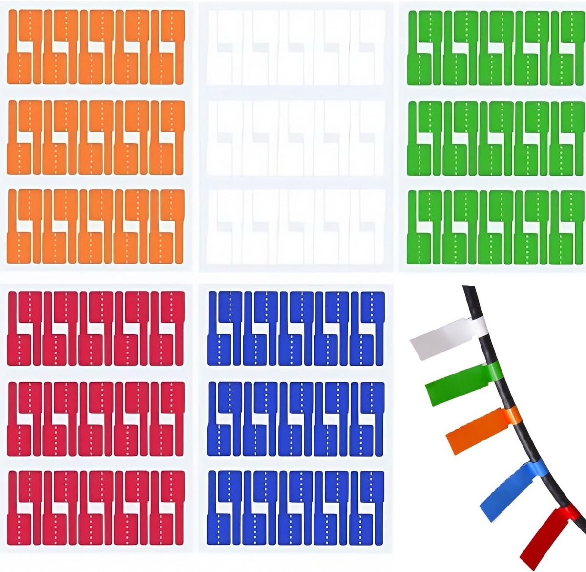 300 Stuks Zelfklevende Kabellabels voor Laserprinters - UV-bestendig, Waterdicht en Scheurbestendig Labels voor Organisatie en Identificatie