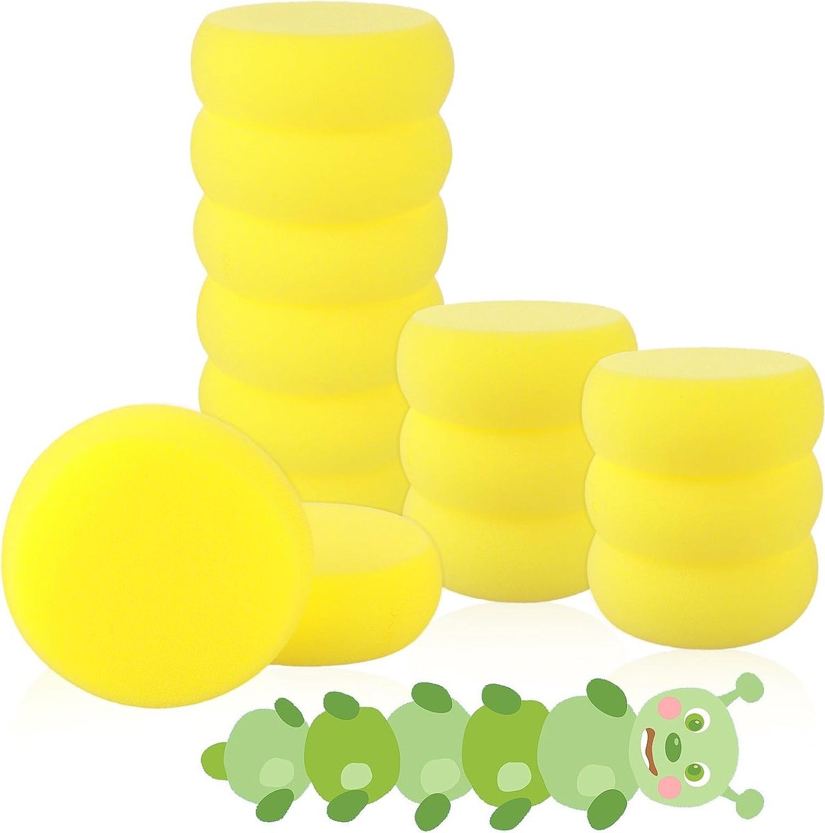 12 Stuks 7.5 cm Ronde Schilder Sponsen voor Waterverf, Kunst en Ambachten, Keramiek en Pottenbakken, Geel