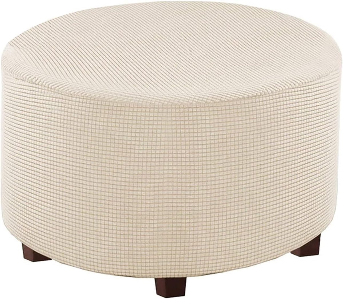 Voetenbankhoes - Poefhoes Hockerhoes - Woonkamer Decoratie - Elastisch Pluche Materiaal - XL (75-82cm) - Beige