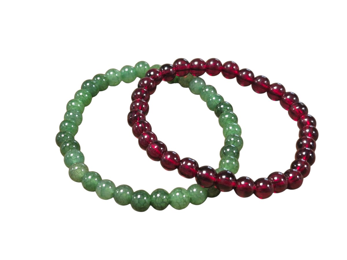 Aventurijn + Rhodoliet granaat edelsteen kralen armbanden - 6 mm