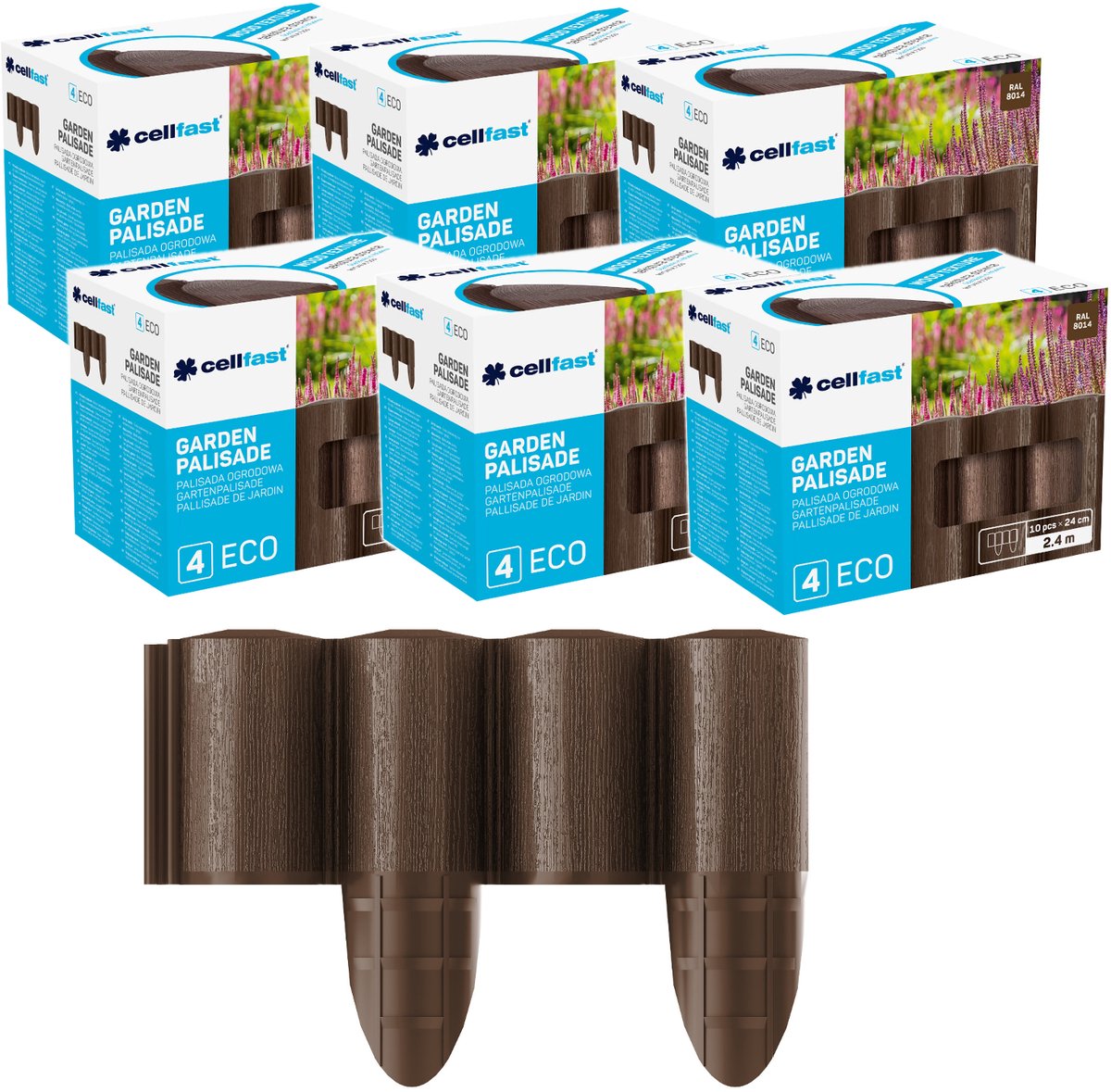 Cellfast Tuin palisade bruin- set van 6 verpakking (17/30cm h/b)