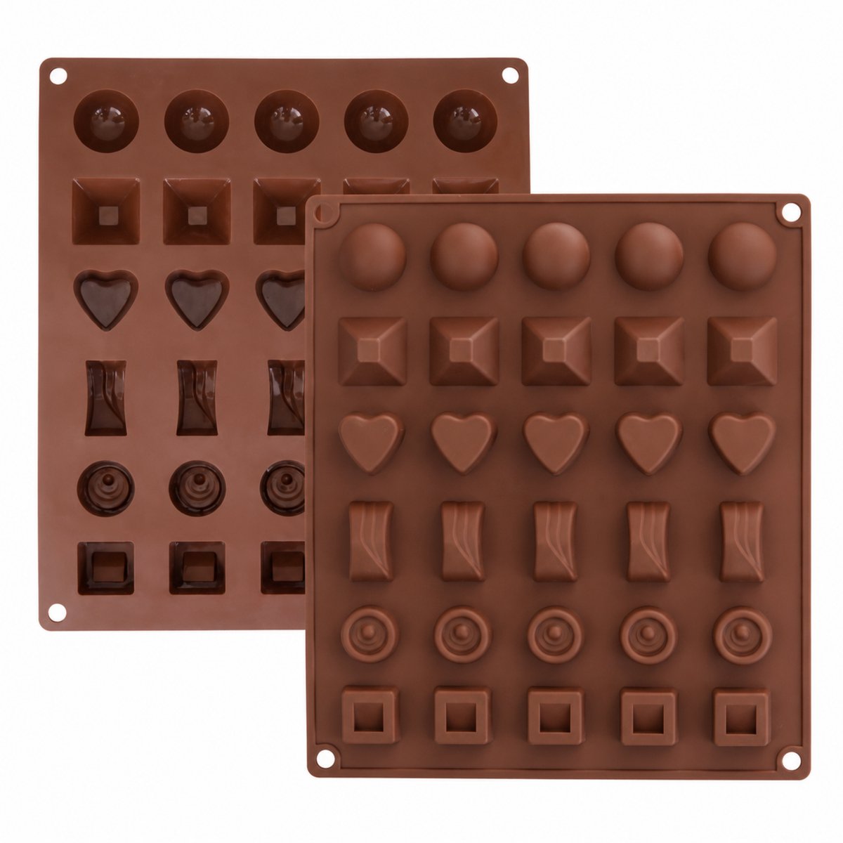 Knaak Chocoladevorm - Siliconen Mal - 30 Chocolaatjes - 6 Vormen - Pralinevorm - Snoepvorm - Bakvorm Voor Chocolade