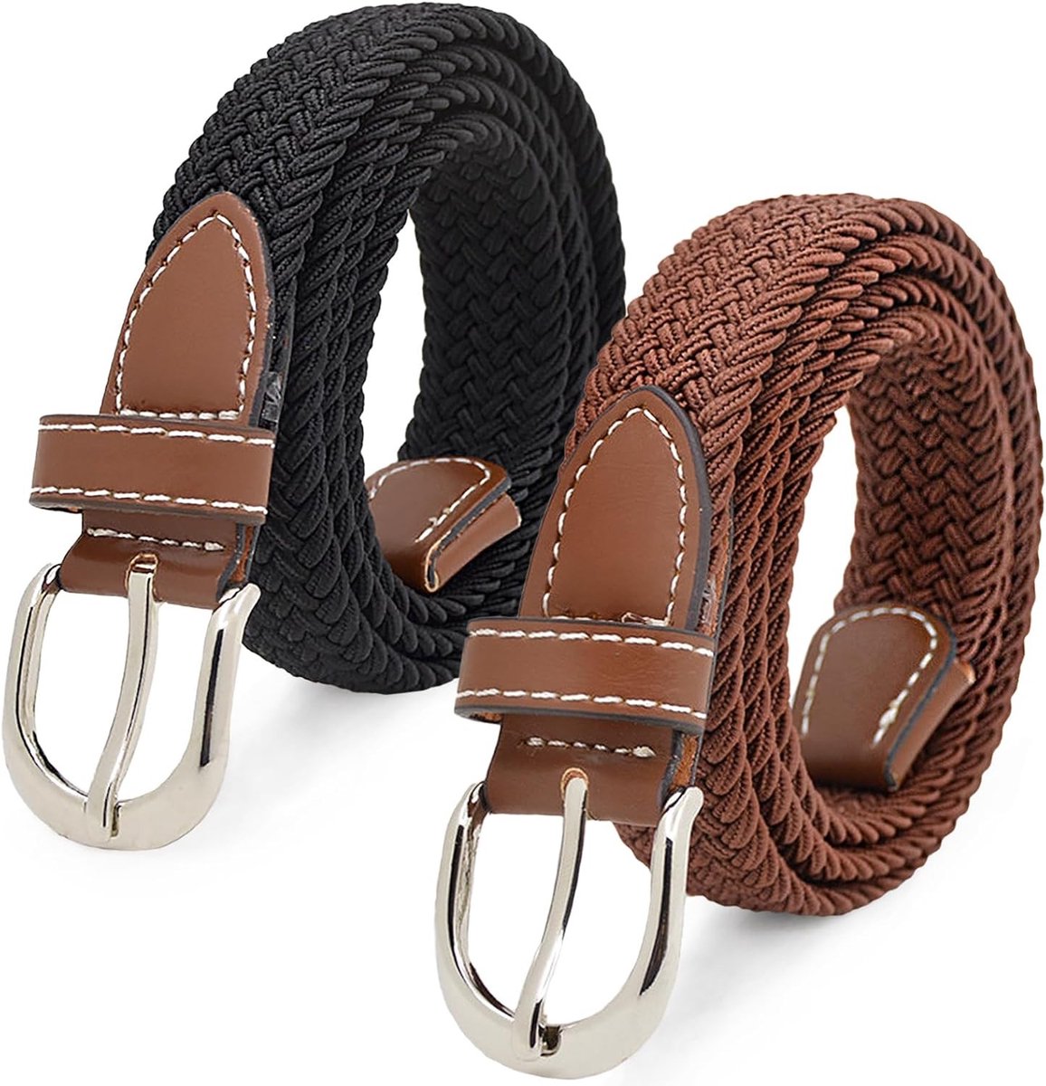 Pack van 2 Elastische Taillebanden voor Dames en Heren - Verstelbare, Zachte en Retro Mode Accessoires voor Elke Gelegenheid