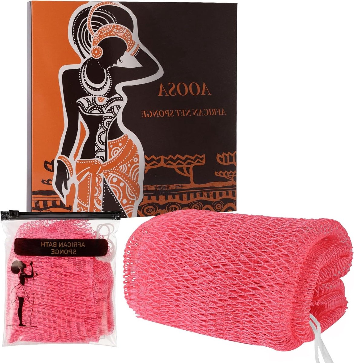 SnelShoppen - Exfoliërende Net Spons, Sneldrogende Afrikaanse Bad Spons met Knoppen, Lichaamsspons voor Scrubben, Voor Heren en Dames - Roze