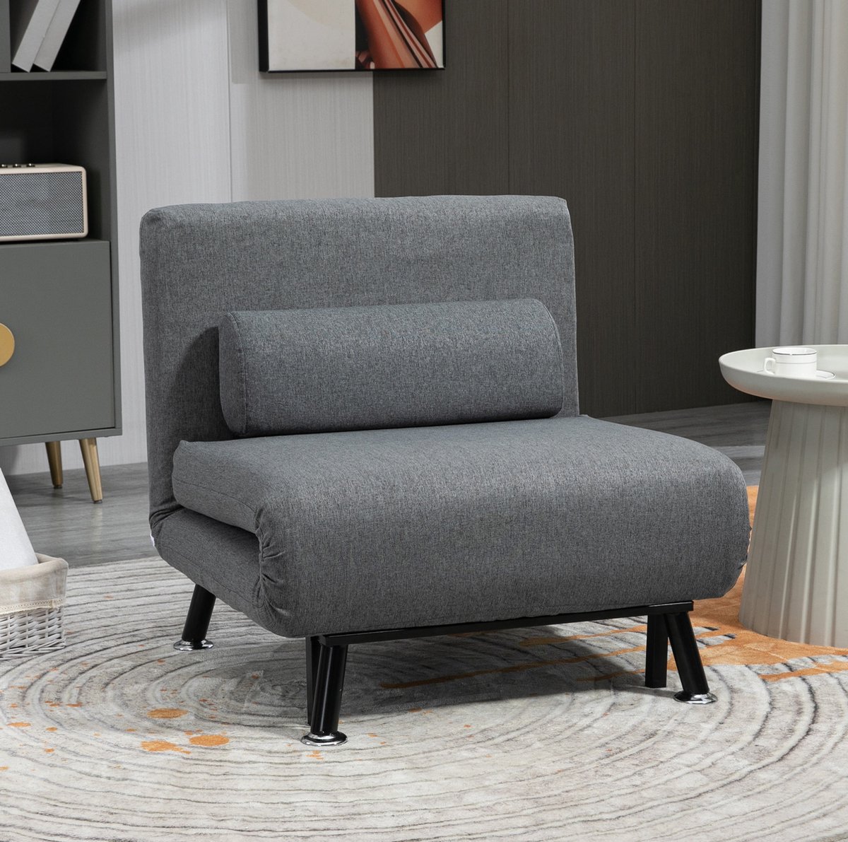 STILVORA Fauteuil 75 x 70 x 75 cm - Slaapfauteuil Met Verstelbare Rugleuning En Bedfunctie - Voor Woonkamer En Logeerkamer - Stof Donkergrijs