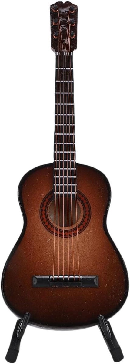 Miniatuur Gitaar Model - Houten Gitaar Ornament - Muziek Decoratie - Gedetailleerde Replica - 15 cm - Houtkleur