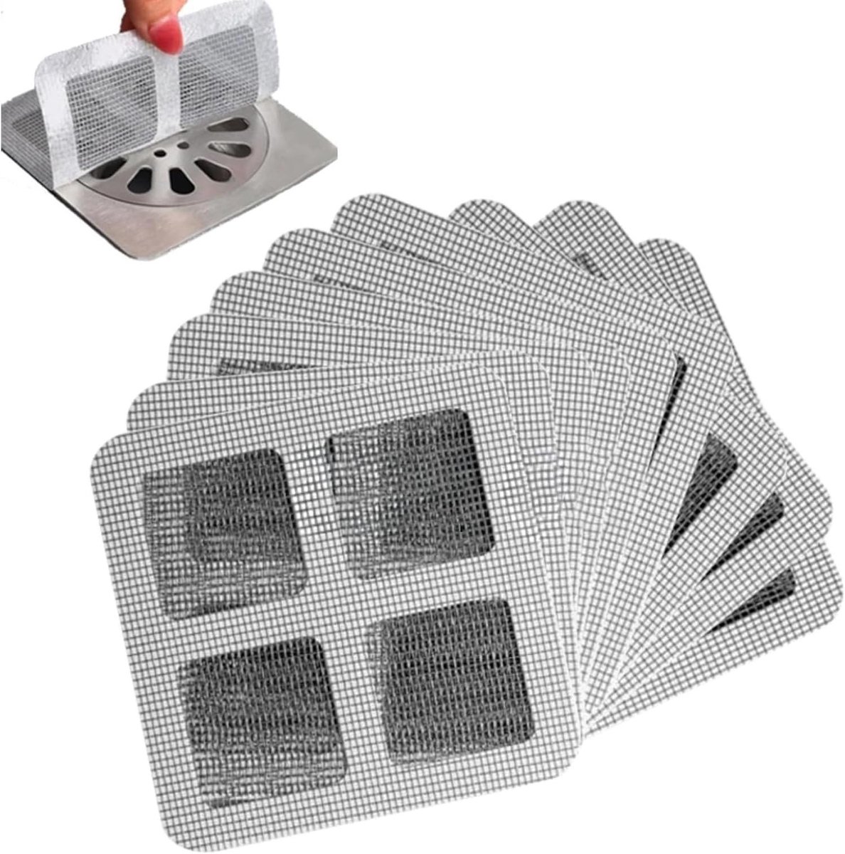 Haarvanger voor afvoer, 100 stuks, 10 x 10 cm, wegwerpbaar, geschikt voor bad, douche en keuken, voorkomt verstoppingen en houdt afvoer schoon