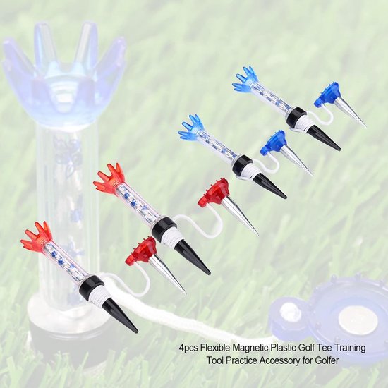 Golf Tees - Golf Tee Set - Golf Training - Magnetische Balhouder - 4 Stuks - Rood en Blauw van GOLF — afbeelding 2