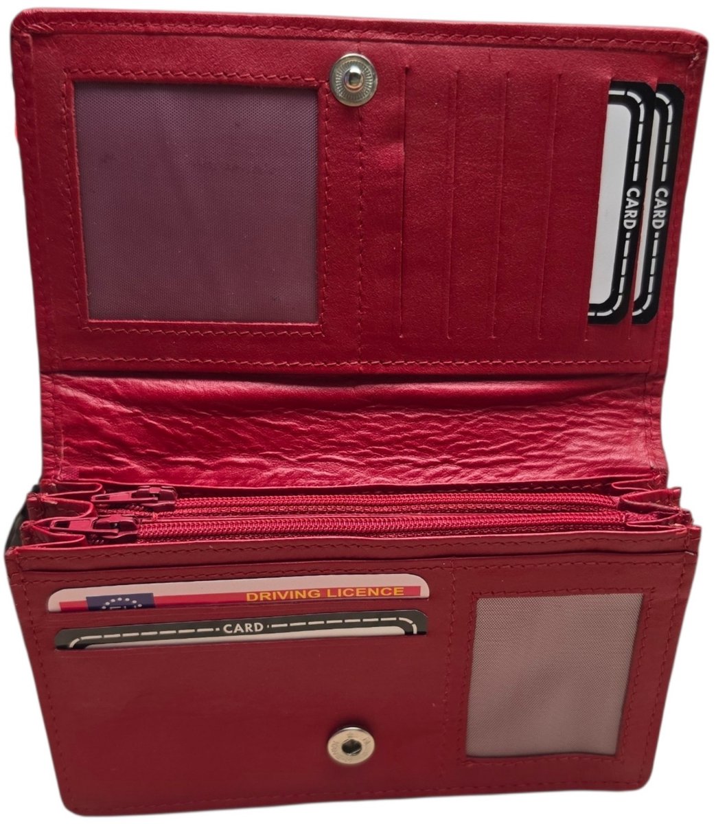 Dames Overslagportemonnee - Harmonica Model Simpel - Red