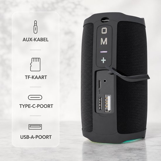 Voltma Fusion Bluetooth-luidspreker, draagbare en draadloze luidspreker van 10W, RGB-verlichting met IPX4 waterdicht, Bluetooth 5.2 en 360° surround sound, tot 20uur speeltijd met AUX, TF en USB-sleuf van Voltma — afbeelding 2