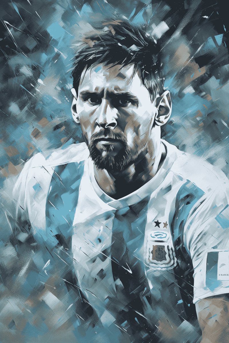 Poster Lionel Messi - Sport - Voetbal - Abstract Portret - posters - formaat 30x40cm - XS48