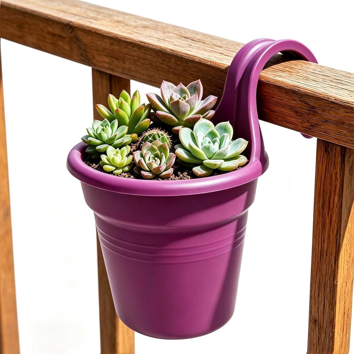 Bloembakken Voor Relingen - Aardbeienplantenbakken Balkon - Planten Buiten Zetten - Snel Te Monteren - 18.5 x 18.5 cm