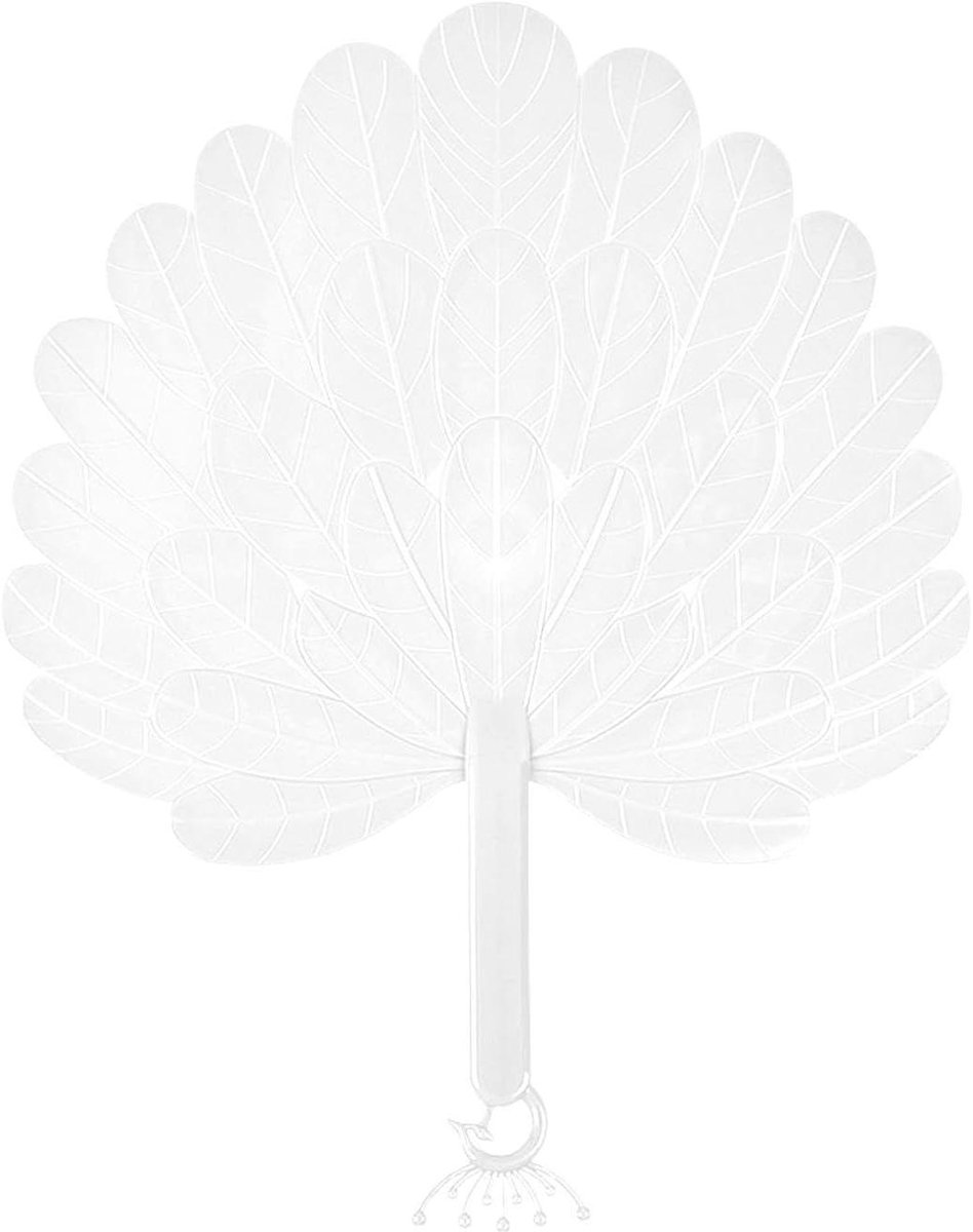 Draagbare Ventilator - Handwaaier Koeler - Verkoeling Buiten - Decoratief Staartdesign - 34 cm Lengte - Wit
