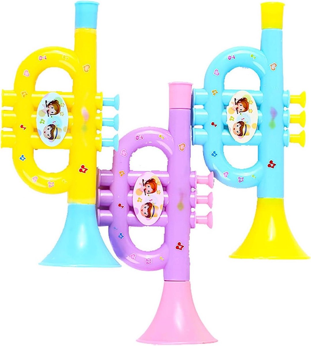 Kinder Trompet Speelgoed - Muziek Instrument - Vroege Educatie - Cartoon Design - 15 cm - Geel