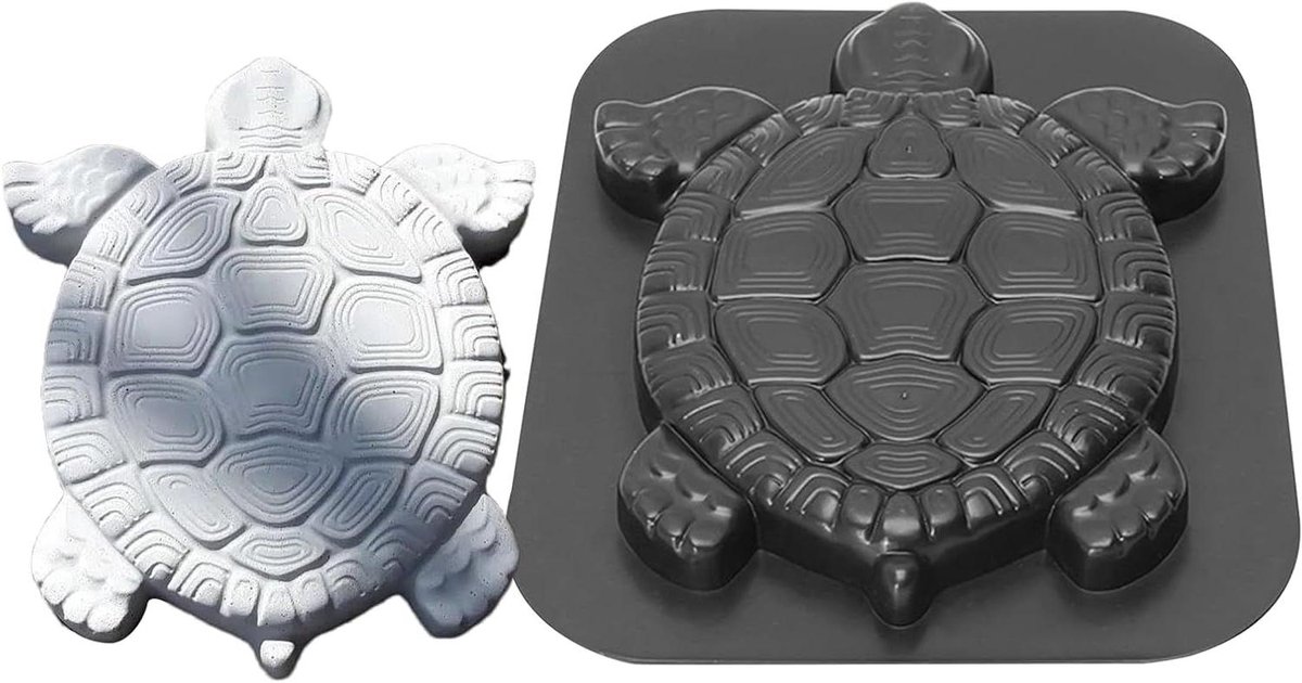 Beton Vorm Schildpad - Tuinvorm Vloer - Landschap Aanleggen - Natuurlijke Schildpad Vorm - 44x38cm - Zwart
