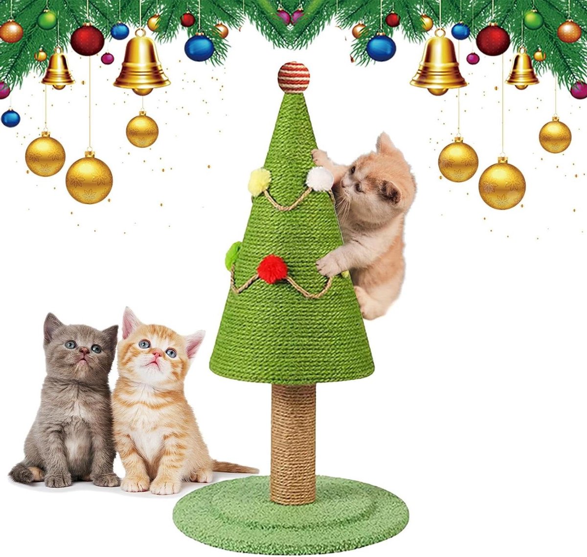 Kerstboom Krabpaal - Kattenkrabmeubel - Kattenvermaak - Decoratief Design - 52x30cm - Groen