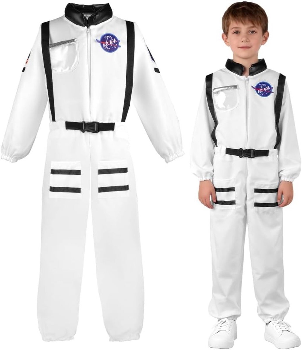 Ruimtepak voor Kinderen, 2 Delen, Unisex Astronaut Kostuum voor Carnaval, Halloween en Cosplay, Ruimte Avontuur Outfit