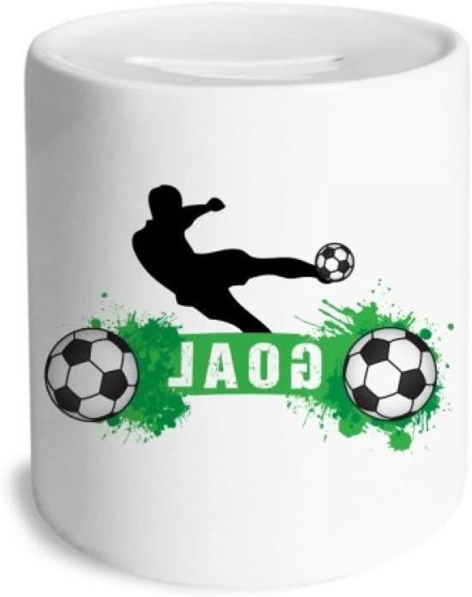 Voetbal Spaarpot - Muntkoffer Keramiek - Geld Besparen - Verwijderbare Bodemstop - 9 cm Hoog - Multicolor