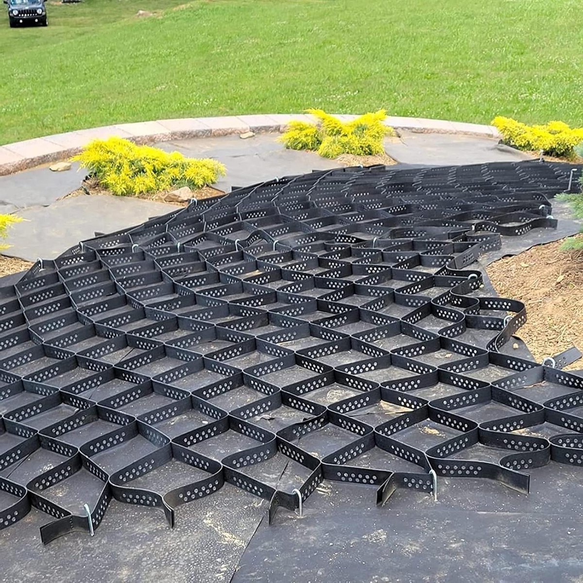 Grind Stabilisator Rooster - Bodem Ondersteuning - Opritten Stabiliseren - Hoge Draagkracht - 3 x 5 Meter - Zwart