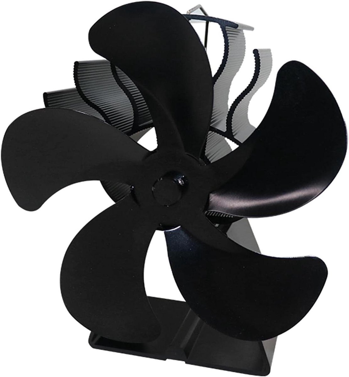 Houtkachel Ventilator - Warmtepomp Kachel - Warmte Verspreiden - 5 Bladen Thermisch - 180 x 100 x 190 mm - Zwart