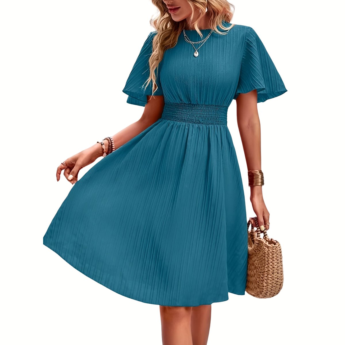 Currero Zomerjurk Dames Zomerjurken Volwassenen Vrouwen Midi Jurk Ibiza Stijl Sundress Dress Pauw XXL Blauw