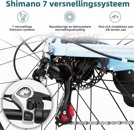 Elektrische Fiets 28 inch - 250W Achterwielmotor - 45Nm Koppel - 75 km Actieradius - Lage Instap Stadsfiets - Gletsjerblauw — afbeelding 3