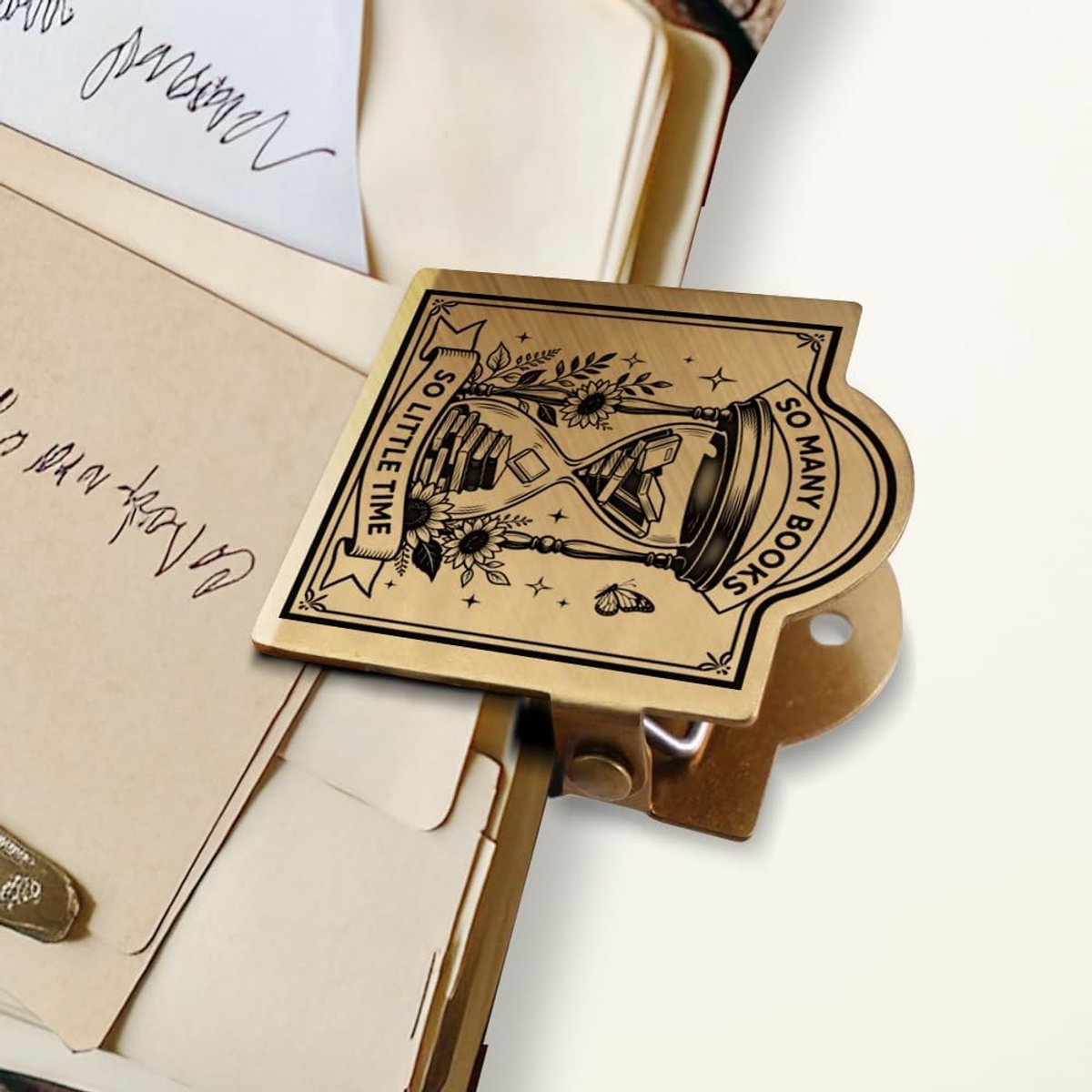 ANATTASOUL Brass Vintage Hourglass Travel Notebook Clip Metal Clip Decorative for Journal Notebook Book Bookmark (4.2 - ShopVlot