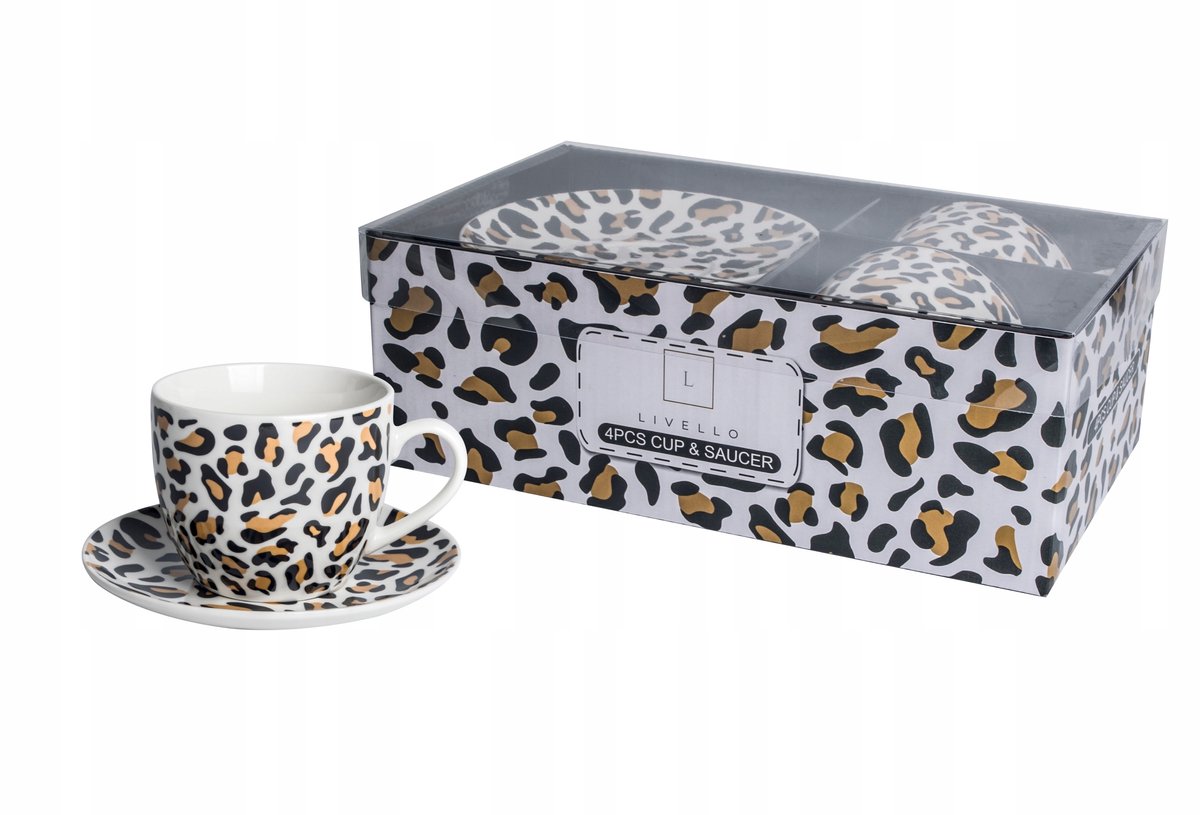 Porseleinen Kopjes met Schotels - Set van 2 - 250 ml