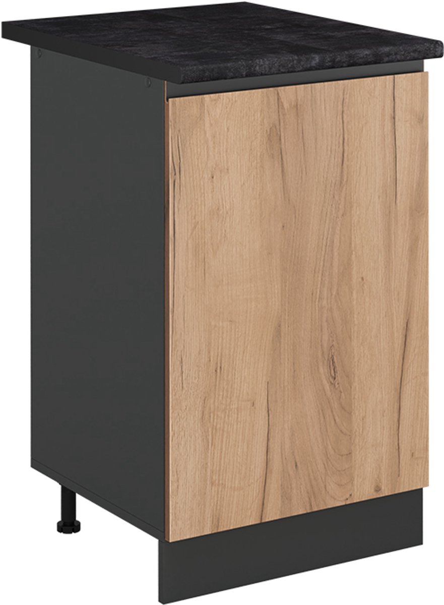Vicco Keukenonderkast R-Line, Goudkleurig Eiken/Antraciet, 50 cm antraciet werkblad