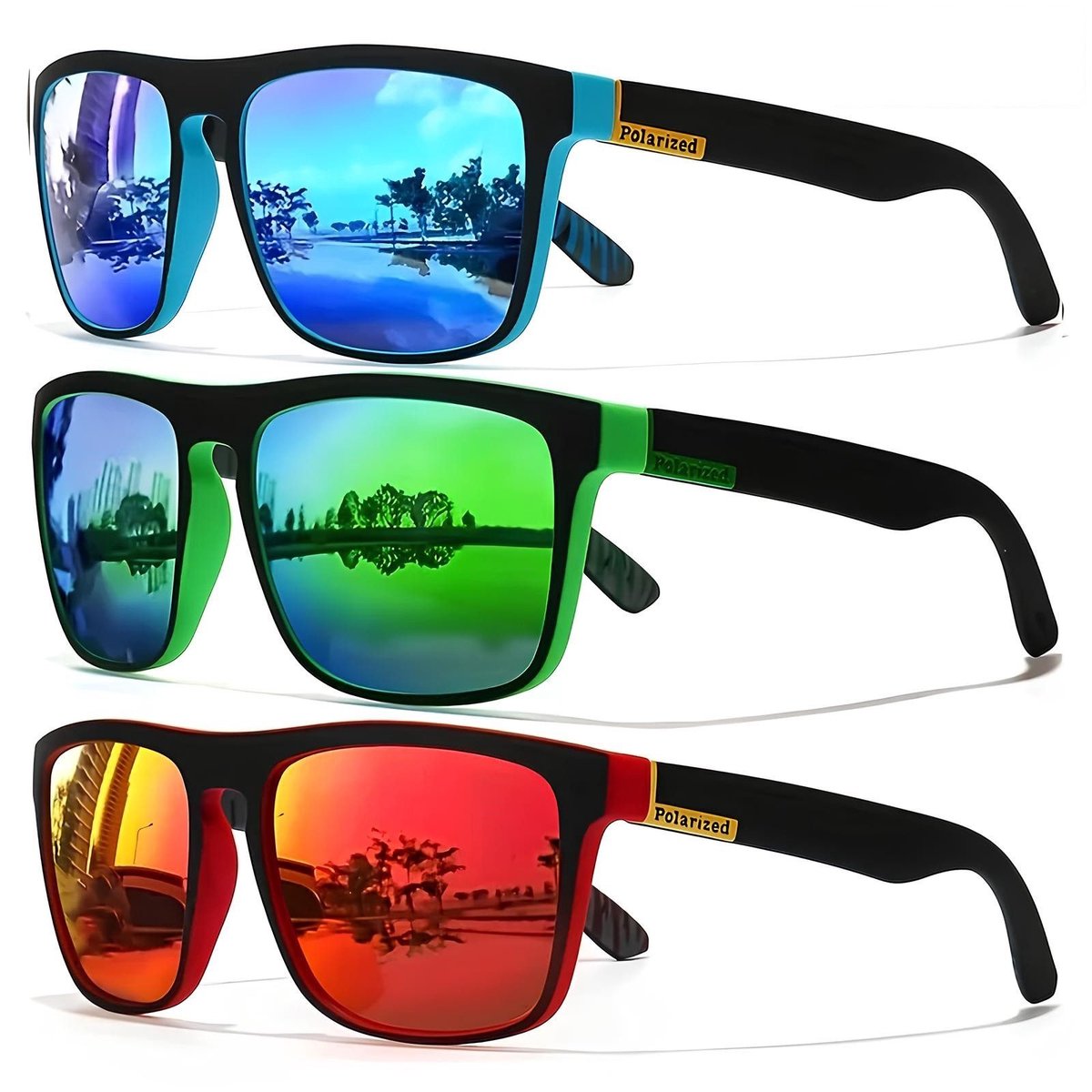 Namajunas - Zonnebril - Sunglasses - Festival bril - Premium Zonnebril - Gepolariseerd - Heren Zonnebril - Dames Zonnebri - Trendy & Cool - Festival Zonnebril - Voor heren en dames - 3 Stuks