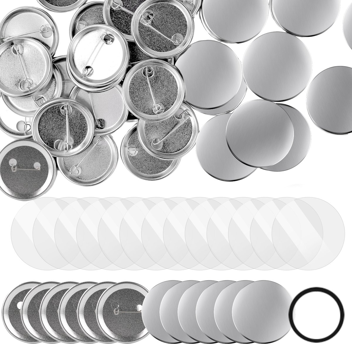 Speld Buttons - 44mm - 200 sets - Accessoires voor button maker - pin - Badge voor pin maker - Metalen blanco voor Badge maker machine