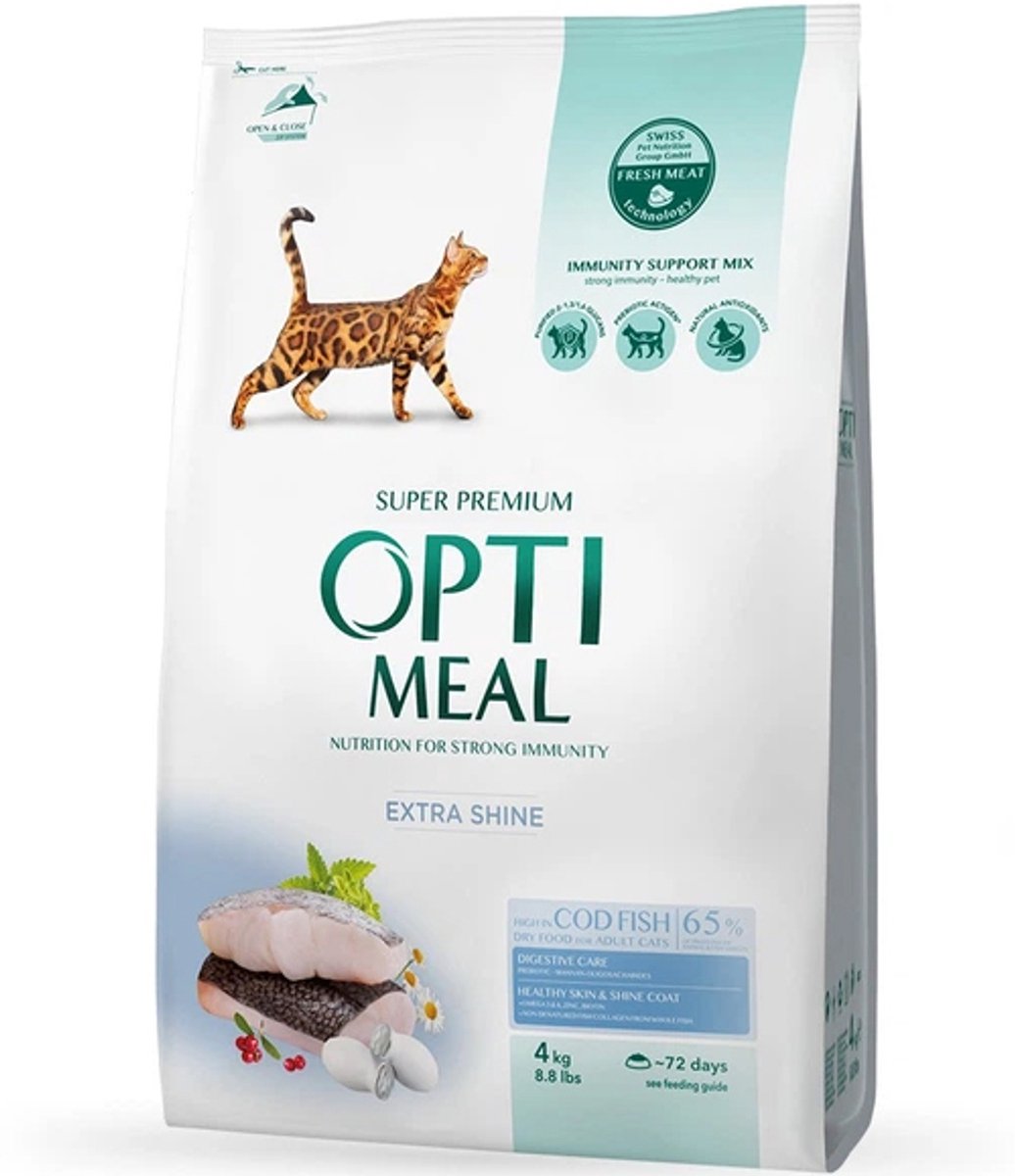 Optimeal Optimeal volledig droogvoer voor extra glans met kabeljauw 4 kg