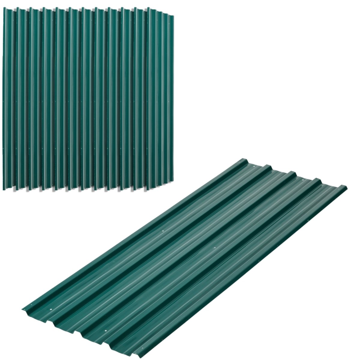 12 Stuks Trapezplaten 129x45cm Groen Verzinkt Roestbestendig Voorgeboord 7m² Dakplaten Waterdicht voor Wand Dak Schuur