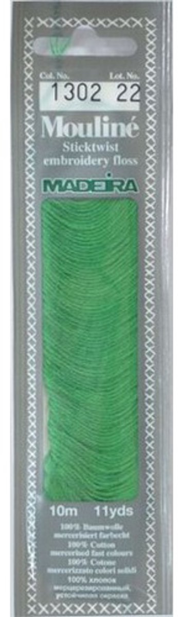 Borduurgaren Madeira Mouline 10 meter 6 draads splijtgaren - groen (1302)