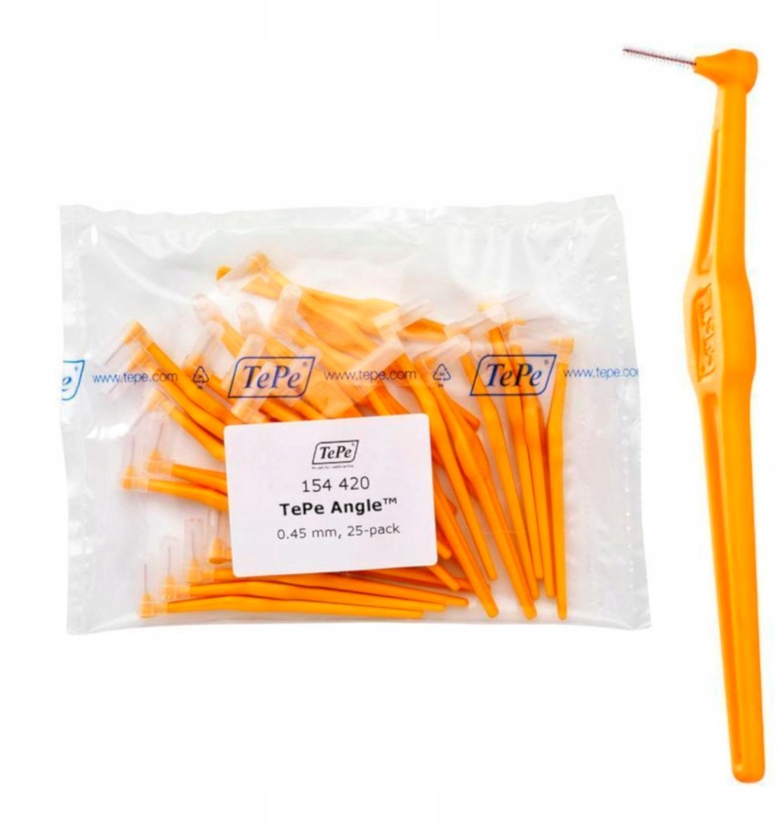 TePe Interdentale borstelharen Hoek 0,45 mm Oranje 25 stuks